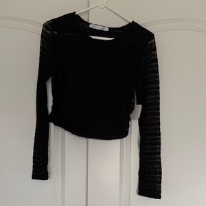 Altar'd State Black Sheer Long Sleeve Top